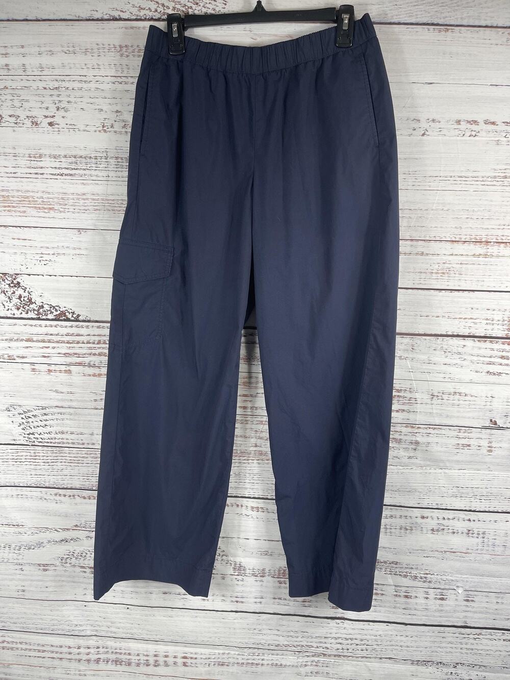 Talbots Pants Women's SZ S Navy Cargo Elastic Waist Stretch Utility Straight Leg